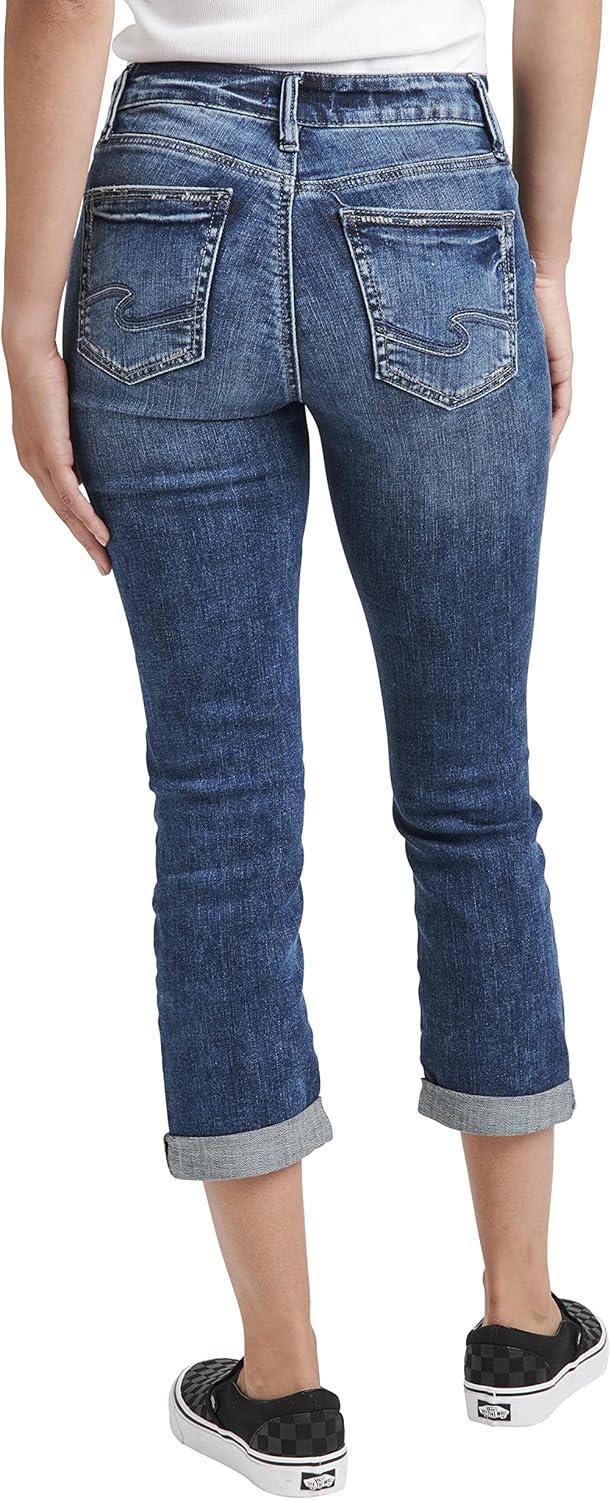 image:imageSilver Jeans Co Womens Suki Curvy Fit Mid Rise Capri JeanMed Wash Scv389