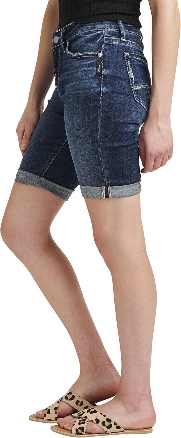 image:imageSilver Jeans Co Womens Suki Mid Rise Curvy Fit Bermuda ShortMed Wash Scv399