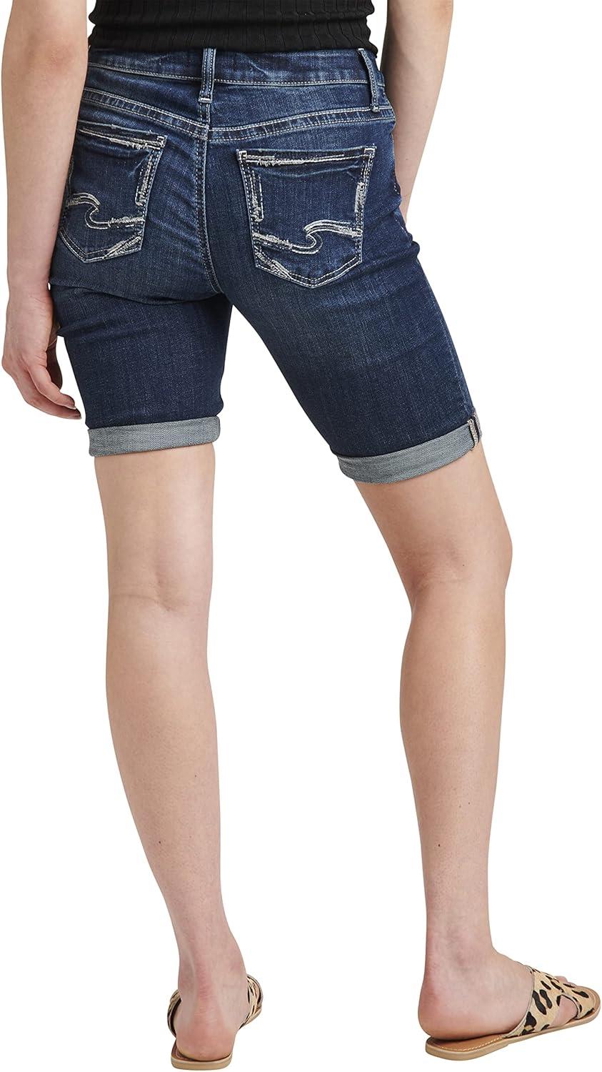 image:imageSilver Jeans Co Womens Suki Mid Rise Curvy Fit Bermuda ShortMed Wash Scv399