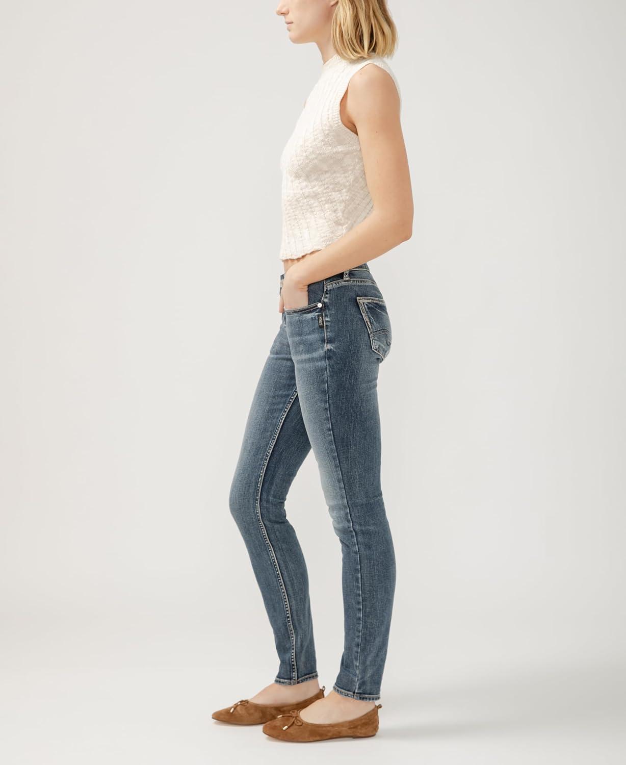 image:imageSilver Jeans Co Womens Suki Mid Rise Curvy Fit Skinny JeansDark Wash Met