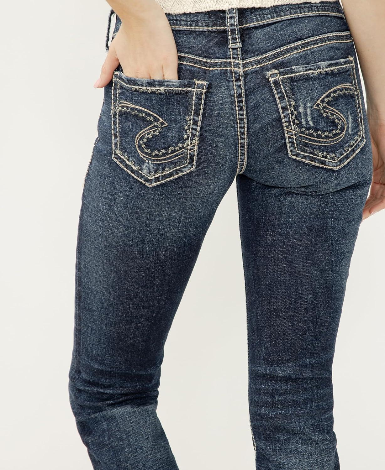 image:imageSilver Jeans Co Womens Suki Mid Rise Curvy Fit Straight Leg JeansDark Blue Wash