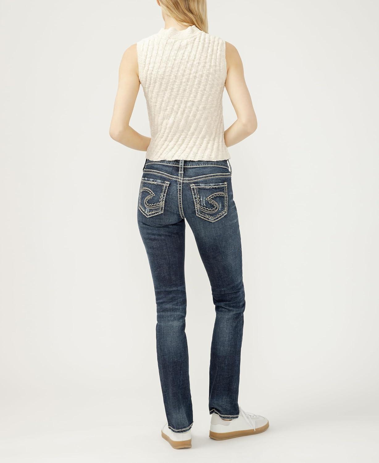 image:imageSilver Jeans Co Womens Suki Mid Rise Curvy Fit Straight Leg JeansDark Blue Wash