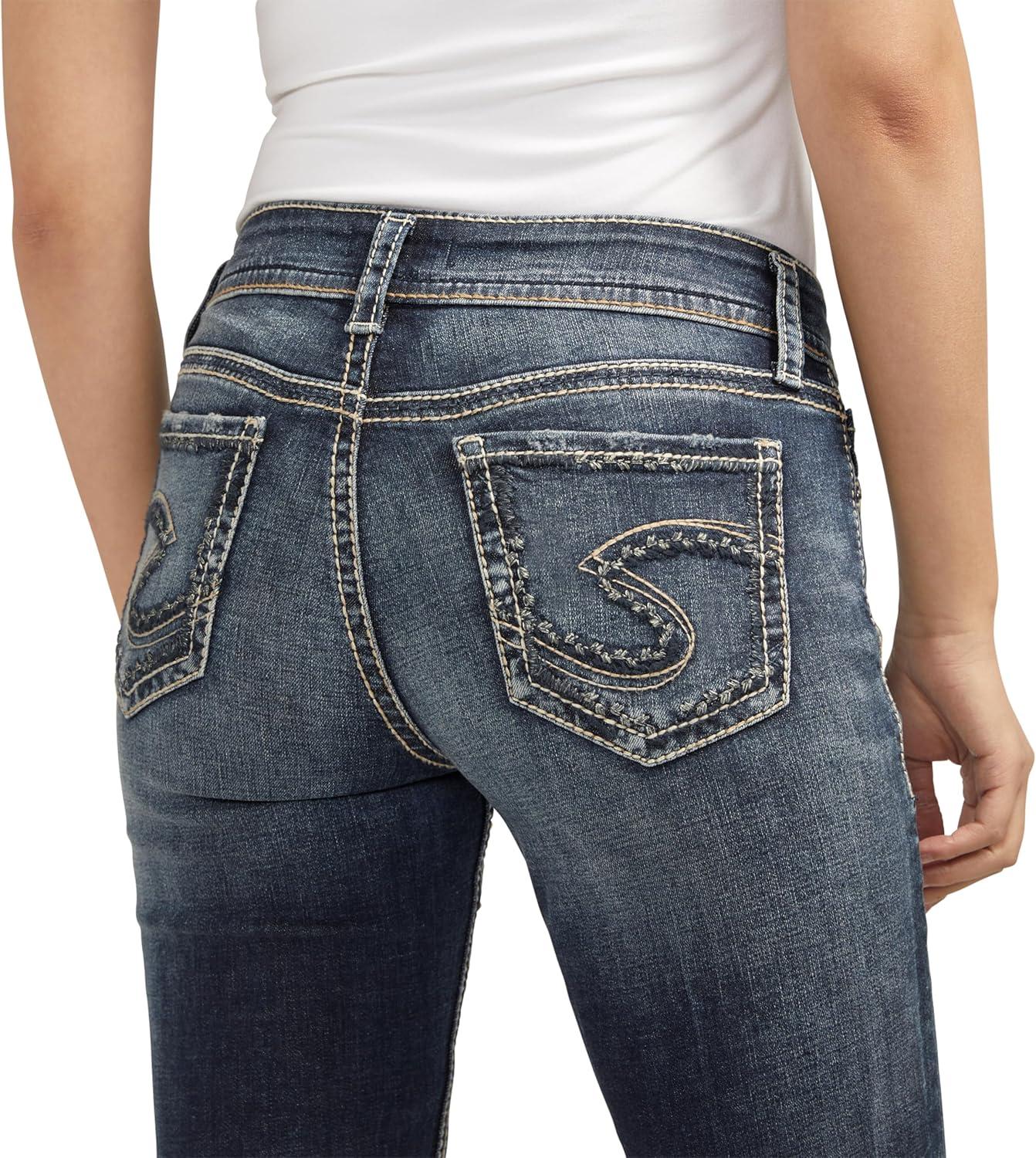image:imageSilver Jeans Co Womens Suki Mid Rise Curvy Fit Straight Leg JeansDark Blue Wash