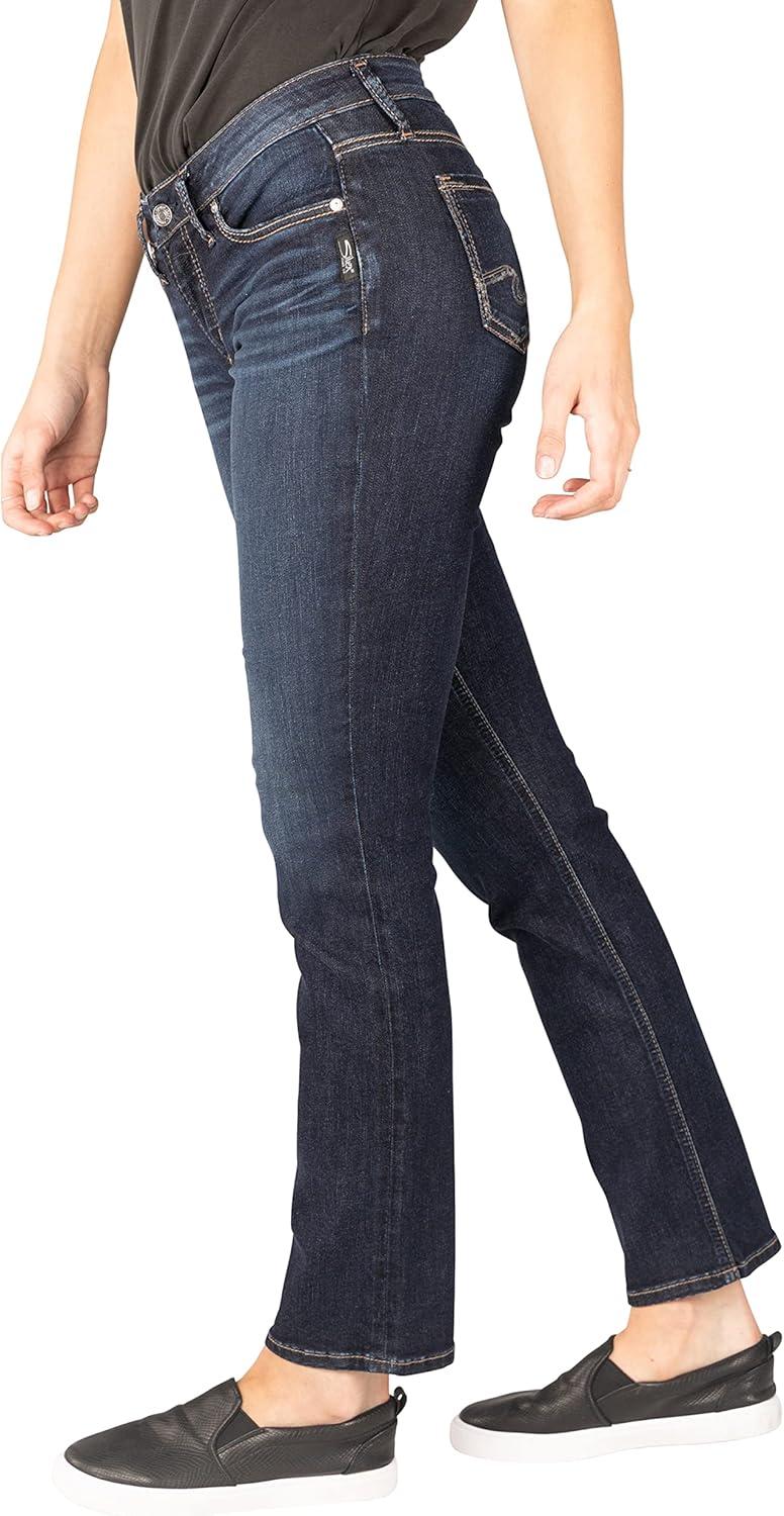 image:imageSilver Jeans Co Womens Suki Mid Rise Curvy Fit Straight Leg JeansDark Indigo Rinse