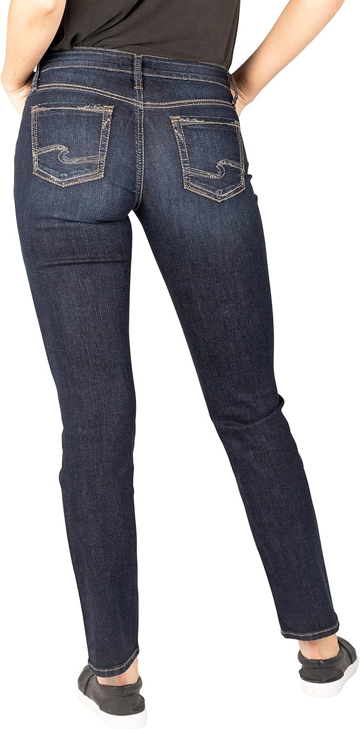 image:imageSilver Jeans Co Womens Suki Mid Rise Curvy Fit Straight Leg JeansDark Indigo Rinse