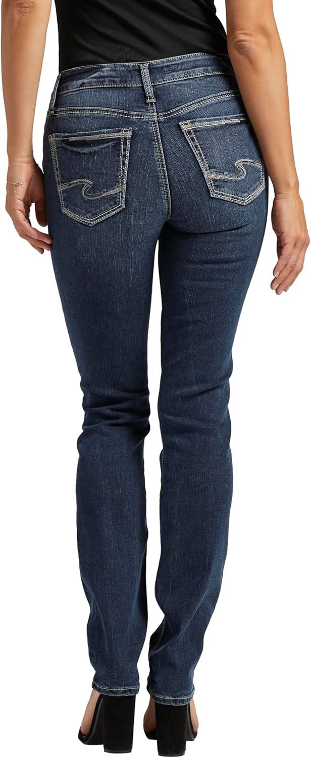 image:imageSilver Jeans Co Womens Suki Mid Rise Curvy Fit Straight Leg JeansDark Wash Edb359