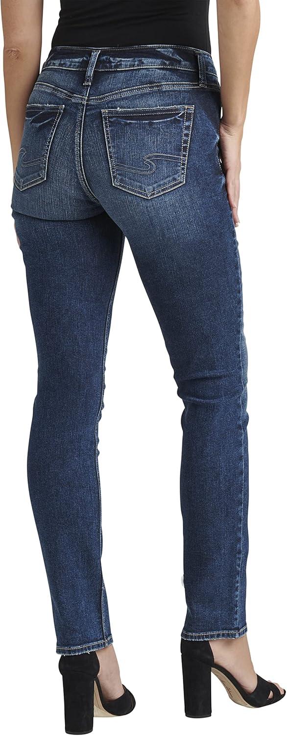 image:imageSilver Jeans Co Womens Suki Mid Rise Curvy Fit Straight Leg JeansDark Wash Egx434