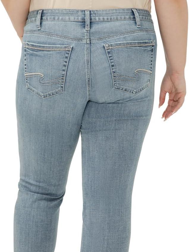 image:imageSilver Jeans Co Womens Suki Mid Rise Curvy Fit Straight Leg JeansLuxe Stretch Indigo Cropped