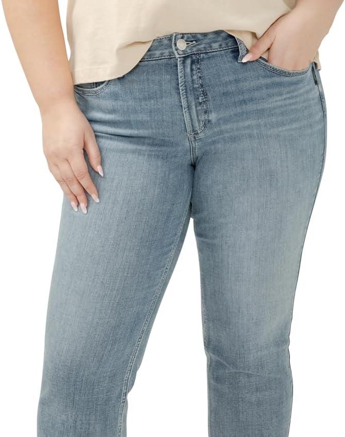 image:imageSilver Jeans Co Womens Suki Mid Rise Curvy Fit Straight Leg JeansLuxe Stretch Indigo Cropped