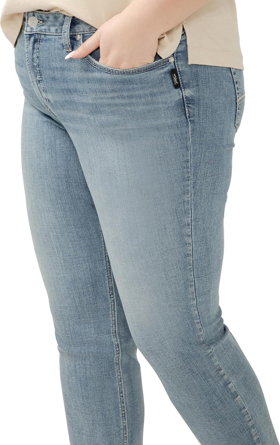 image:imageSilver Jeans Co Womens Suki Mid Rise Curvy Fit Straight Leg JeansLuxe Stretch Indigo Cropped