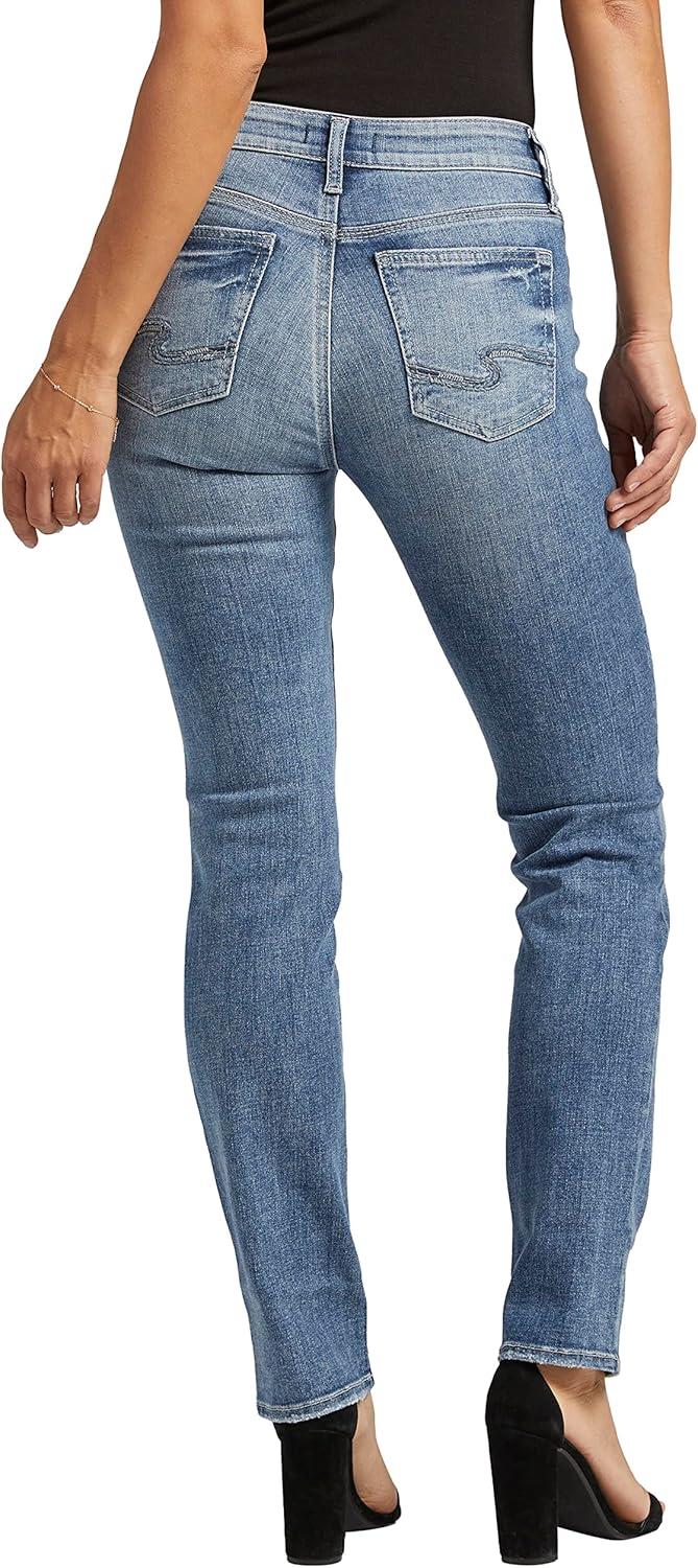 image:imageSilver Jeans Co Womens Suki Mid Rise Curvy Fit Straight Leg JeansMed Wash Eae286