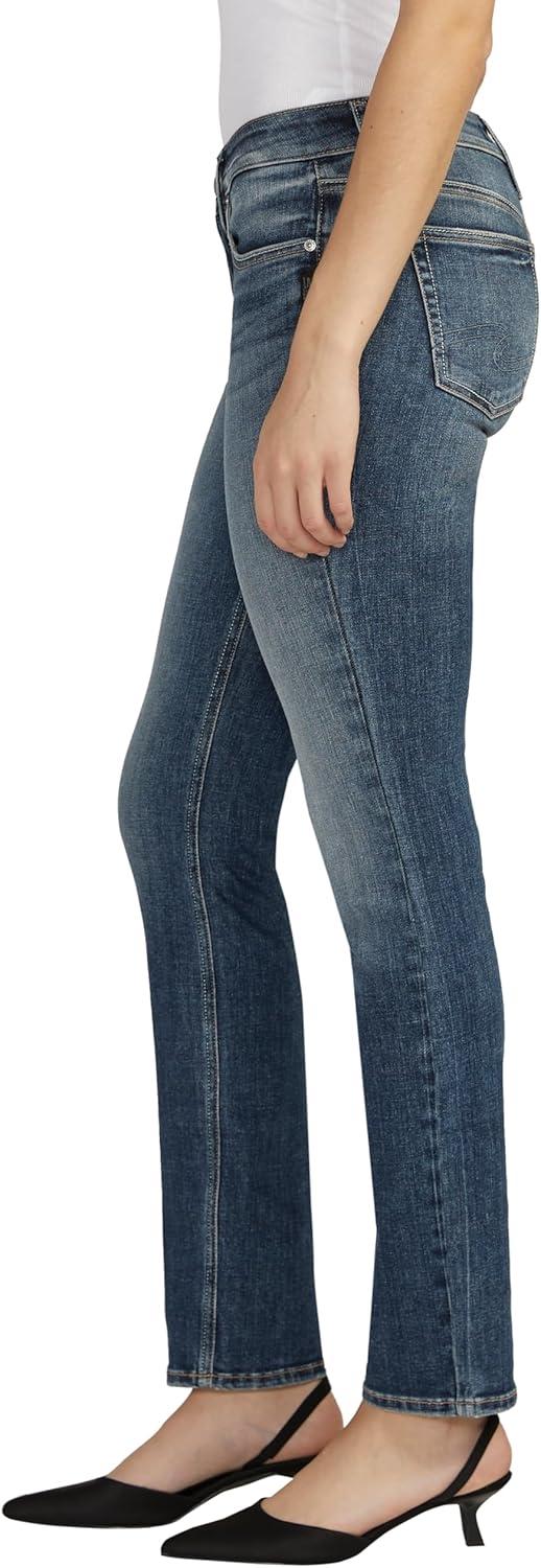 image:imageSilver Jeans Co Womens Suki Mid Rise Curvy Fit Straight Leg JeansMed Wash Eae389