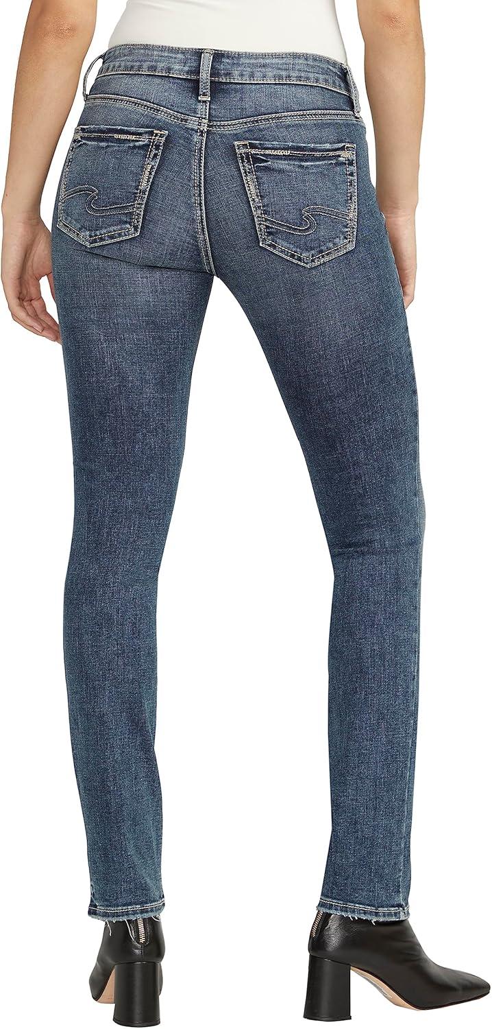 image:imageSilver Jeans Co Womens Suki Mid Rise Curvy Fit Straight Leg JeansMed Wash Ecf385