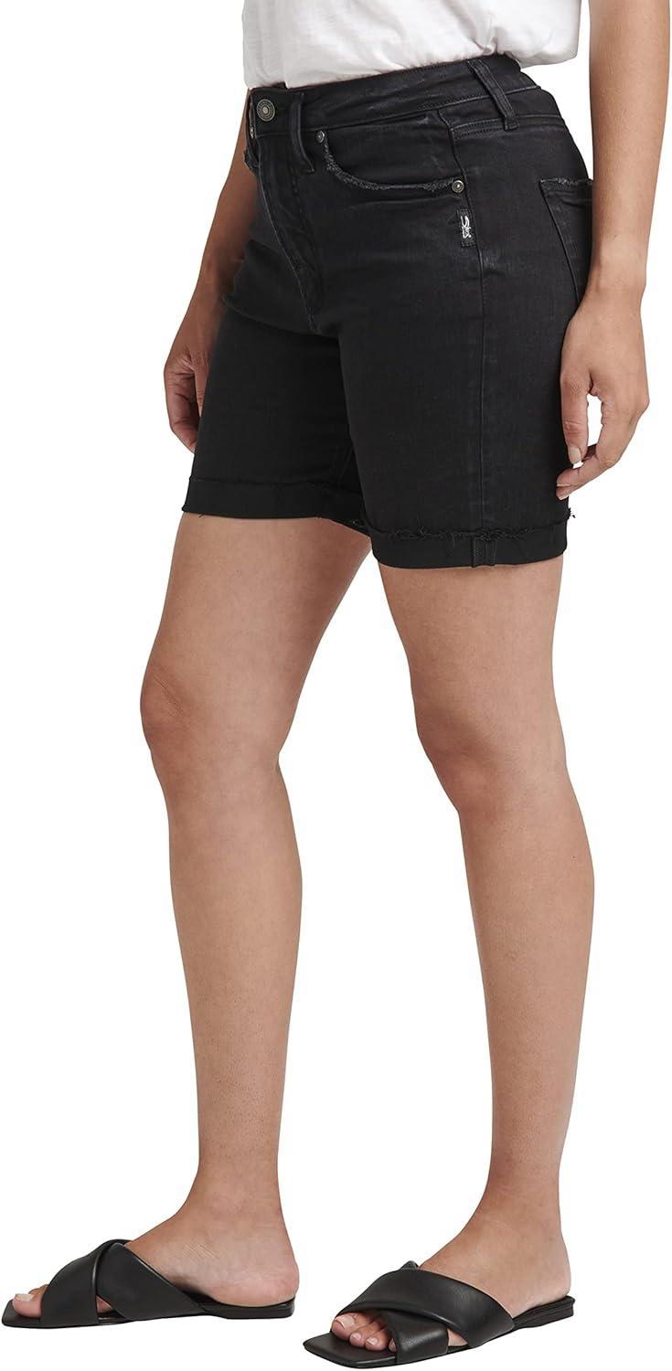 image:imageSilver Jeans Co Womens Sure Thing High Rise Long ShortDark Wash Boa528