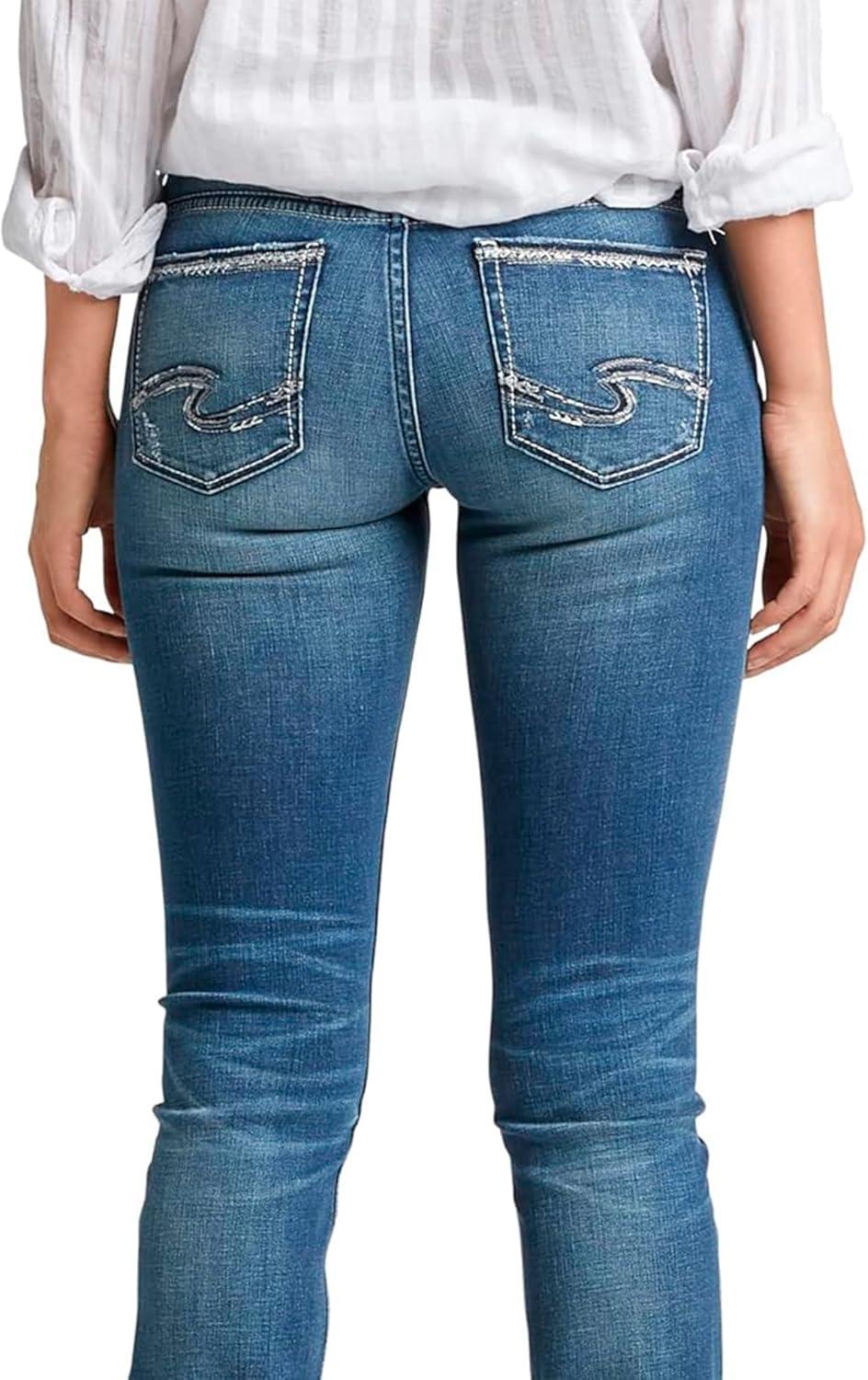 image:imageSilver Jeans Co Womens Tuesday Low Rise Slim Bootcut JeansMedium Indigo Distressed