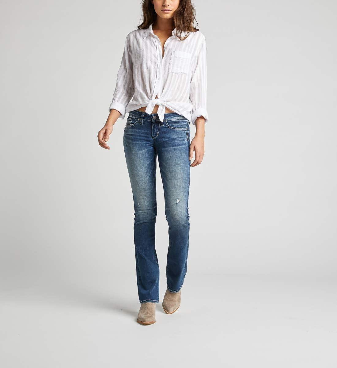 image:imageSilver Jeans Co Womens Tuesday Low Rise Slim Bootcut JeansMedium Indigo Distressed