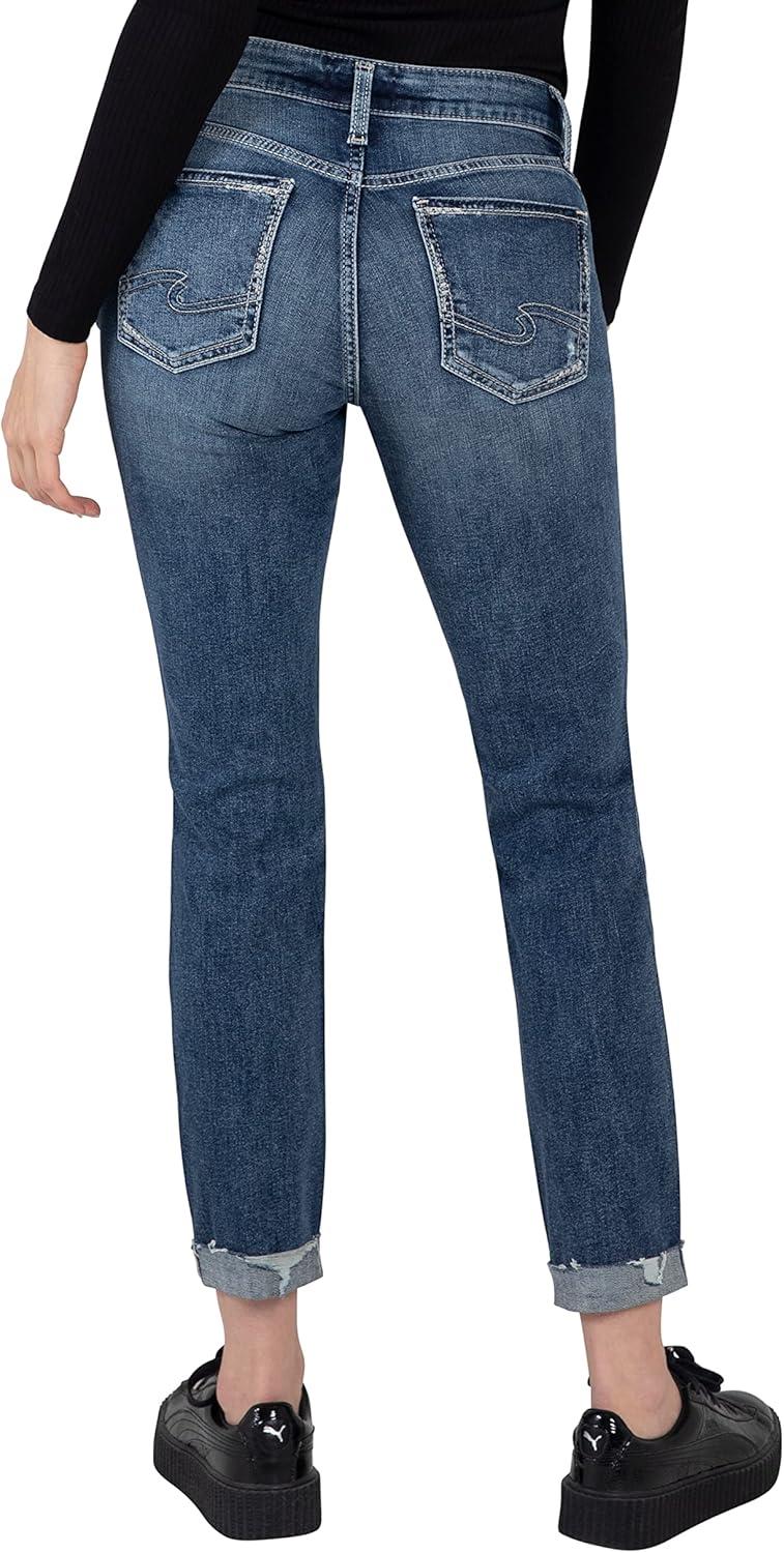 image:imageSilver JeansWomens Sam Relaxed Boyfriend Fit JeanDistressed Dark Epx329