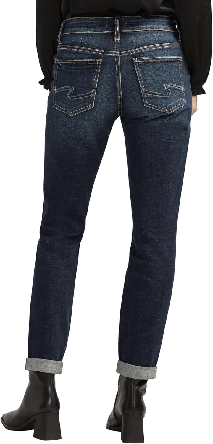 image:imageSilver JeansWomens Sam Relaxed Boyfriend Fit JeanLuxe Stretch Dark Indigo