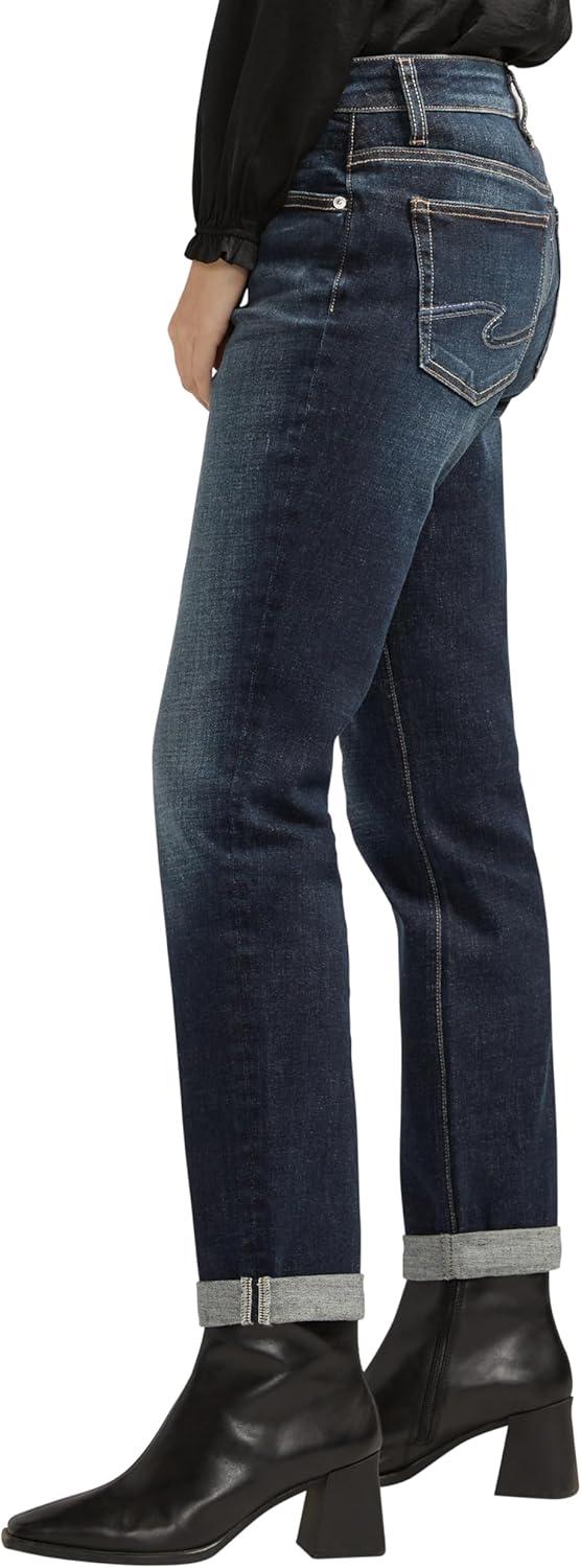 image:imageSilver JeansWomens Sam Relaxed Boyfriend Fit JeanLuxe Stretch Dark Indigo