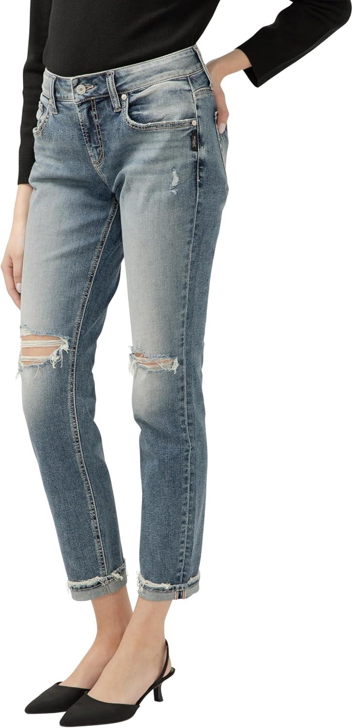 image:imageSilver JeansWomens Sam Relaxed Boyfriend Fit JeanMed Wash Sia223
