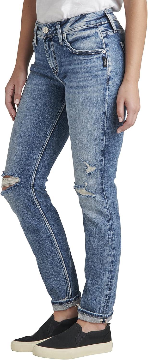 image:imageSilver JeansWomens Sam Relaxed Boyfriend Fit JeanMed Wash Soc270