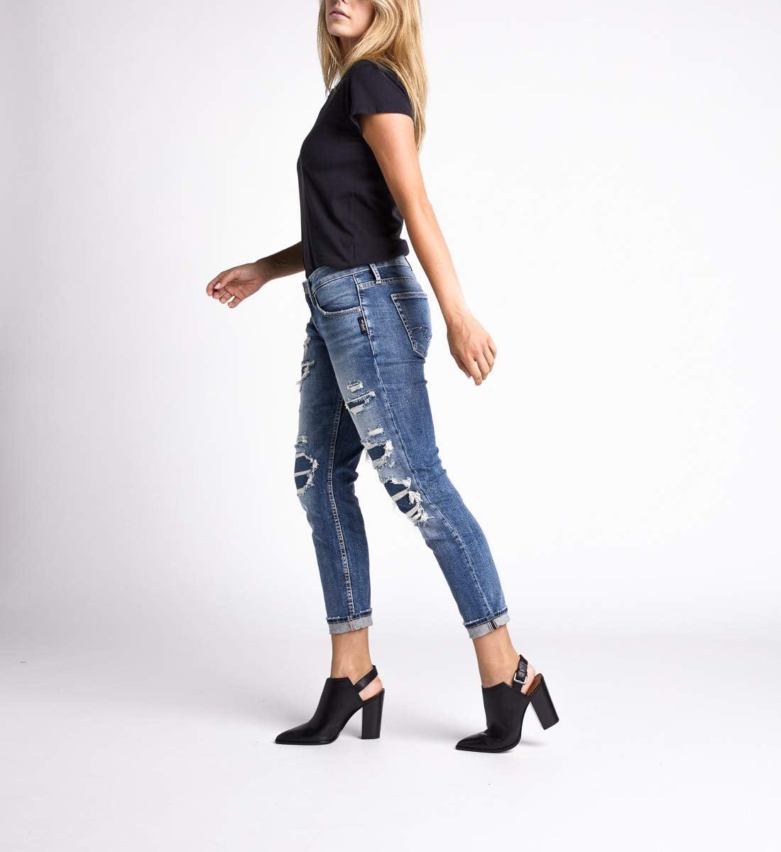 image:imageSilver JeansWomens Sam Relaxed Boyfriend Fit JeanPatched Indigo Wash