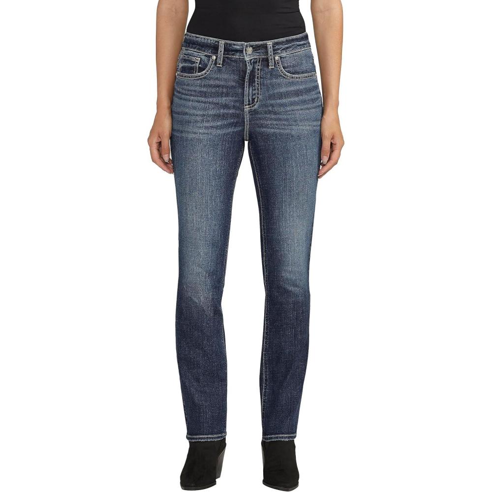 image:imageSilver Jeans CO Womens Avery High Rise Curvy Fit Straight Leg JeansMed Wash Cvs358