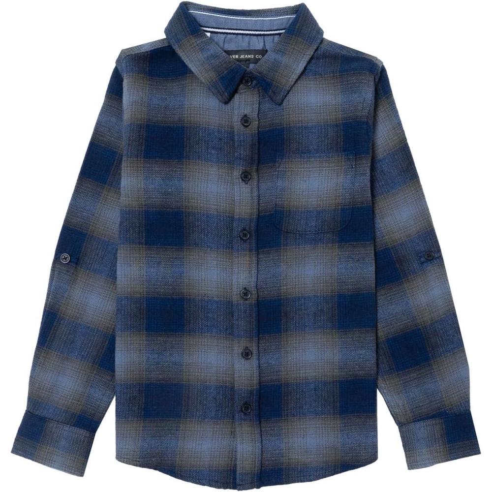 image:imageSilver Jeans Co Boys Long Sleeve Plaid Flannel ShirtNavy