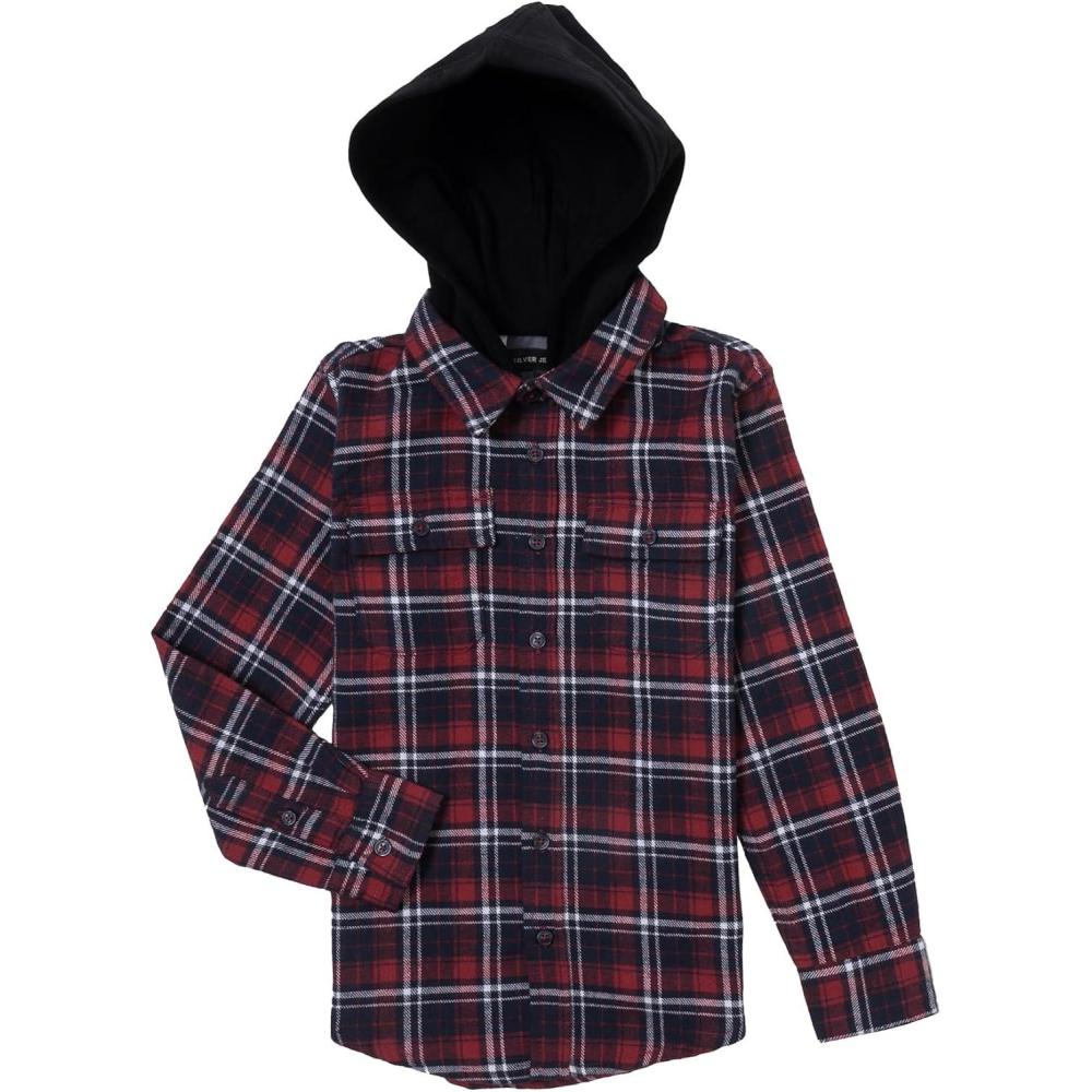image:imageSilver Jeans Co Boys Long Sleeve Plaid Flannel ShirtRed