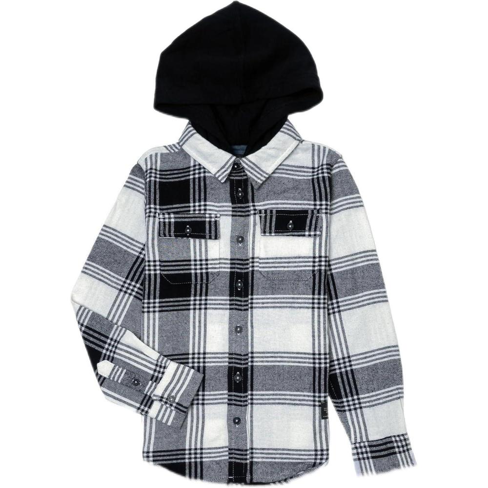 image:imageSilver Jeans Co Boys Long Sleeve Plaid Flannel ShirtWhite