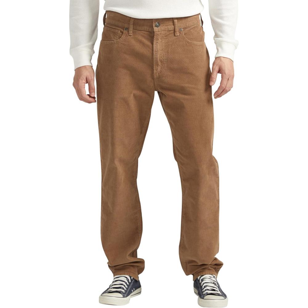 image:imageSilver Jeans Co Mens Eddie Athletic Fit Tapered Leg JeansCorduroy Khaki