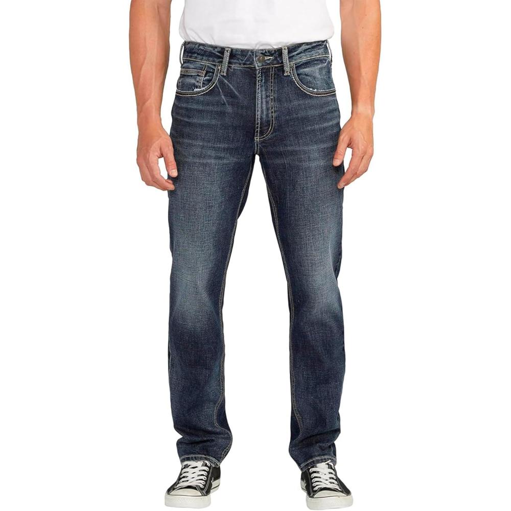 image:imageSilver Jeans Co Mens Eddie Athletic Fit Tapered Leg JeansDark Wash Efs405