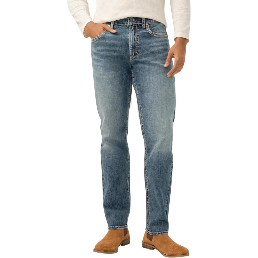 image:imageSilver Jeans Co Mens Eddie Athletic Fit Tapered Leg JeansMed Indigo Wash