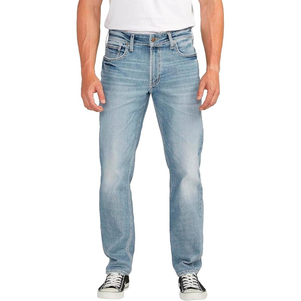 image:imageSilver Jeans Co Mens Eddie Athletic Fit Tapered Leg JeansMed Wash Eae236