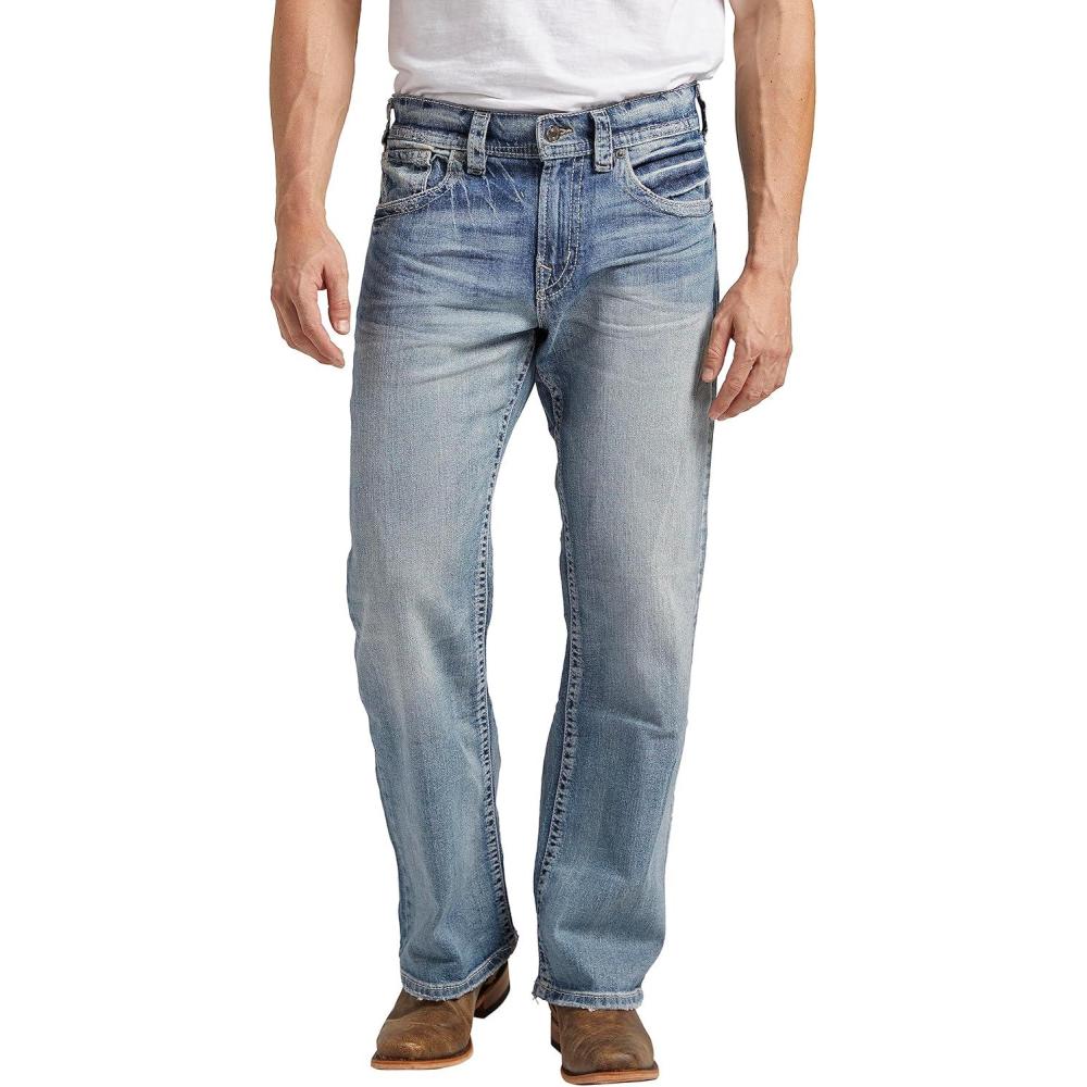 image:imageSilver Jeans Co Mens Gordie Relaxed Fit Straight Leg JeansLight Wash Indigo
