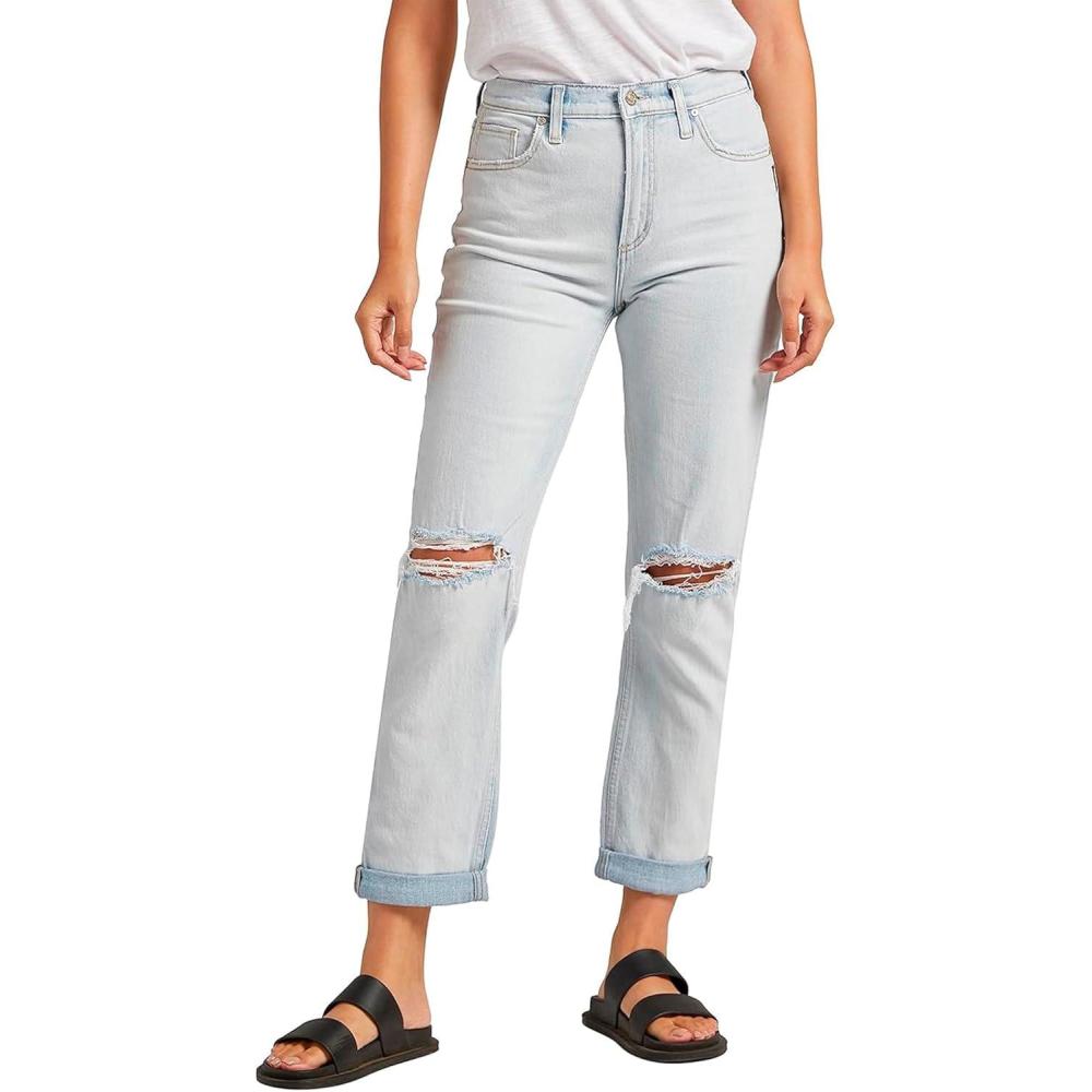 image:imageSilver Jeans Co Womens 90s Boyfriend High Rise Straight Leg Jeans  LegacyLight Wash Rcs145
