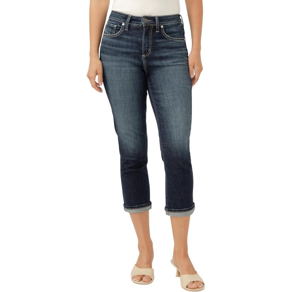 image:imageSilver Jeans Co Womens Avery High Rise Curvy Fit Capri JeansLuxe Stretch Indigo