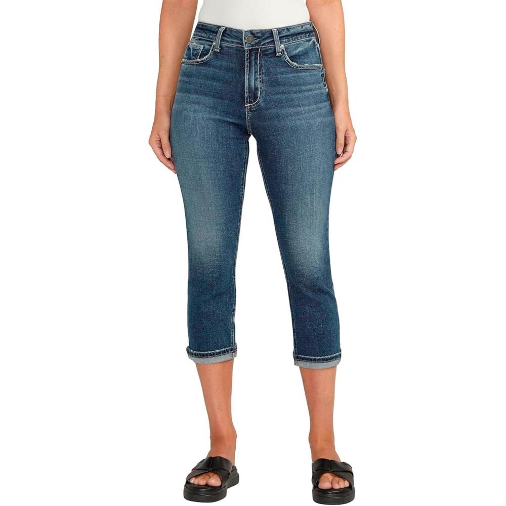 image:imageSilver Jeans Co Womens Avery High Rise Curvy Fit Capri JeansMed Wash Cvs312