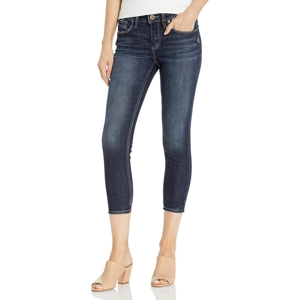 image:imageSilver Jeans Co Womens Avery High Rise Curvy Fit Skinny Crop JeansLegacyDark Wash
