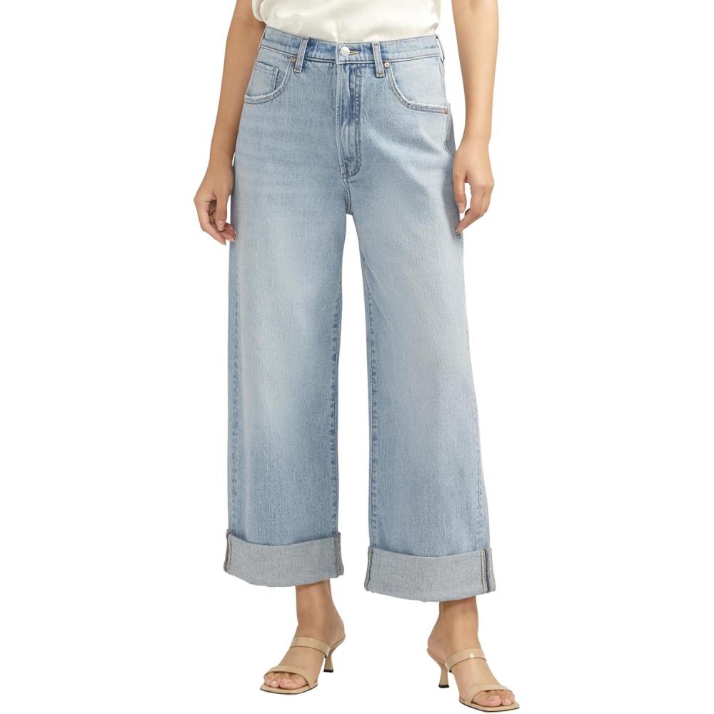 image:imageSilver Jeans Co Womens Baggy Mid Rise Wide Leg Cropped JeansLegacyIndigo