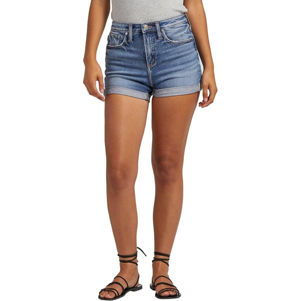 image:imageSilver Jeans Co Womens Beau High Rise ShortMed Wash Soc307