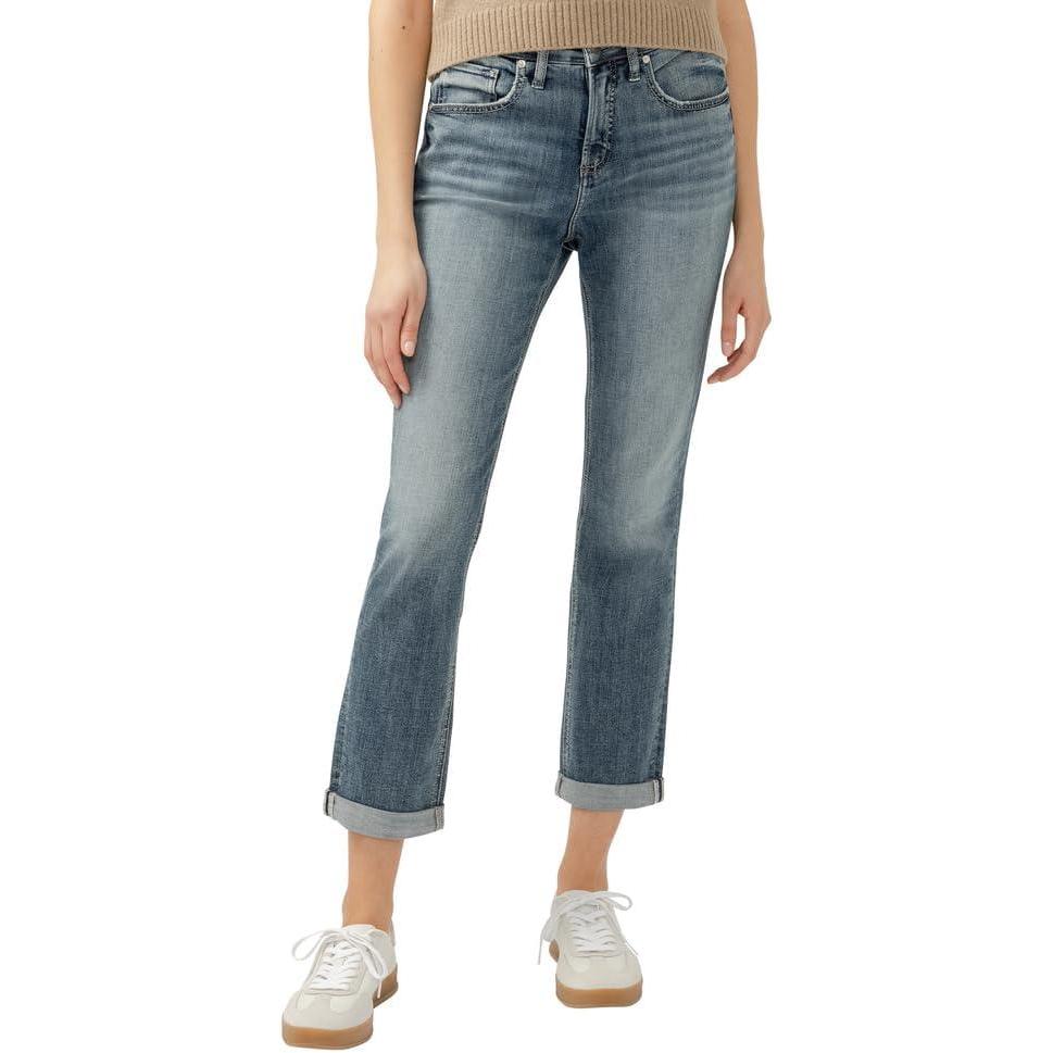 image:imageSilver Jeans Co Womens Beau High Rise Slim Leg JeansLuxe Stretch Med Indigo