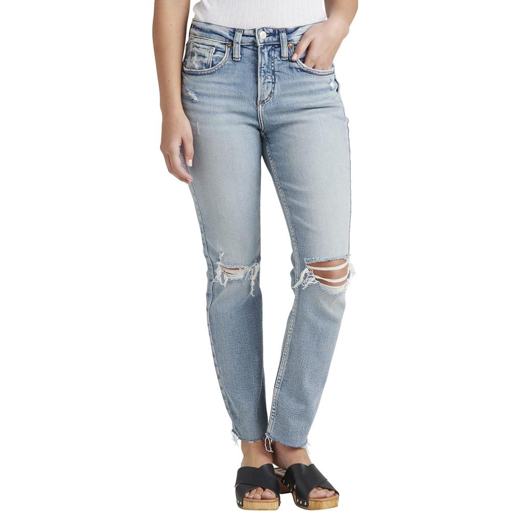 image:imageSilver Jeans Co Womens Beau Mid Rise Slim Leg JeansLegacyLight Wash Soc174