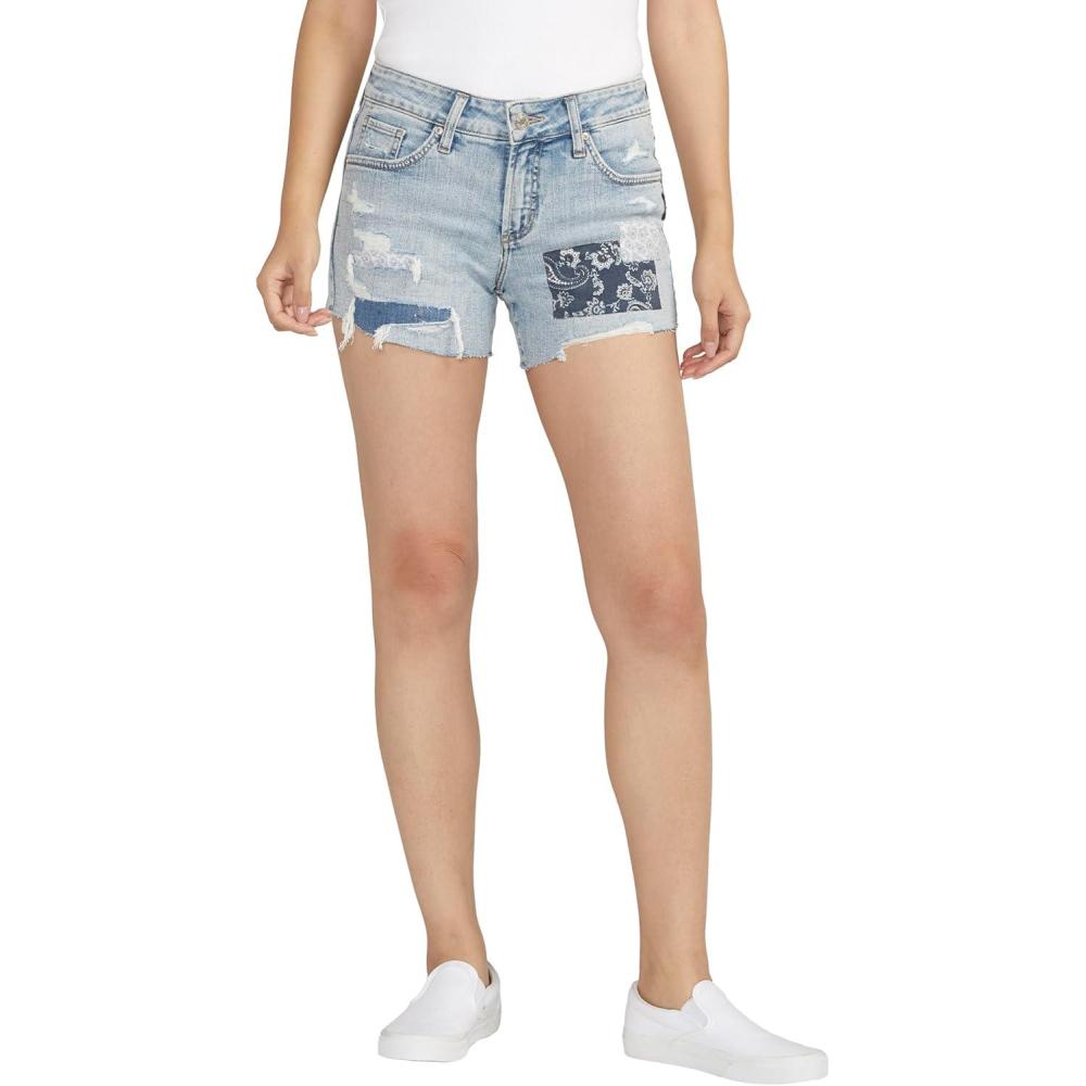 image:imageSilver Jeans Co Womens Boyfriend Mid Rise ShortLight Wash Ekc166