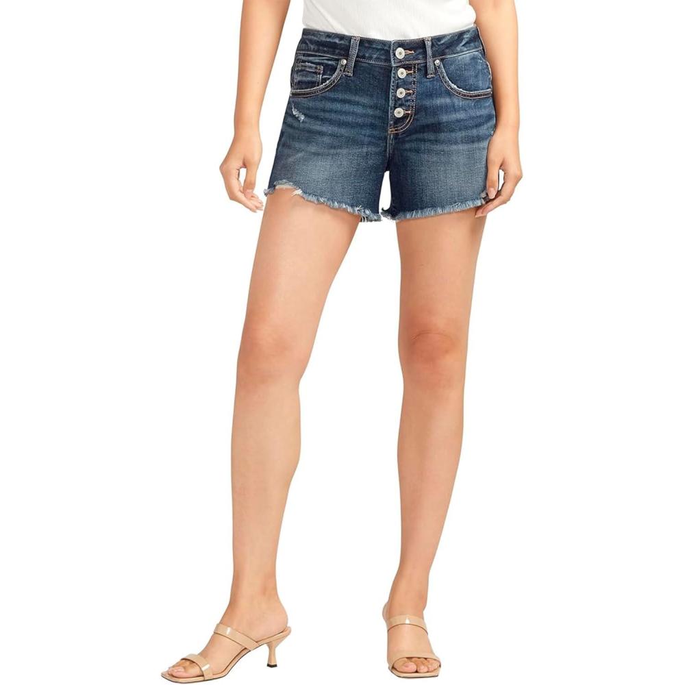 image:imageSilver Jeans Co Womens Boyfriend Mid Rise ShortMed Wash Cvs313