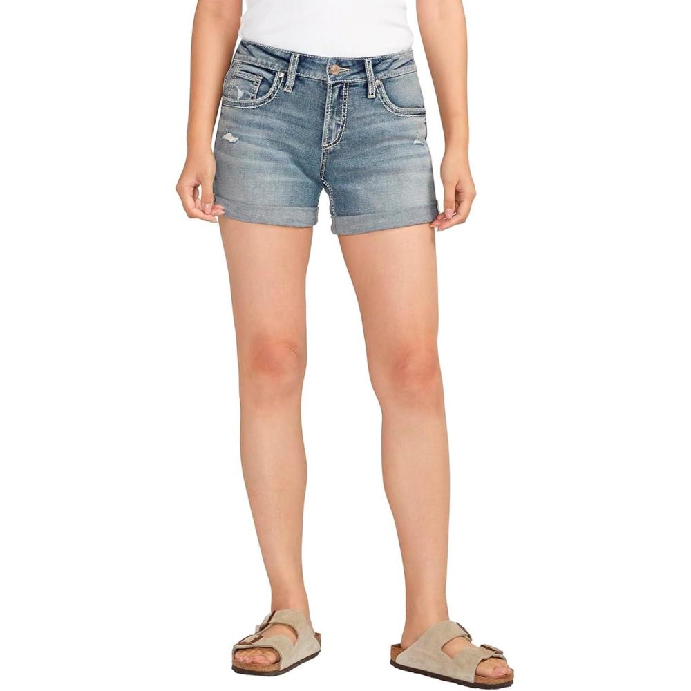 image:imageSilver Jeans Co Womens Boyfriend Mid Rise ShortMed Wash Cvs384