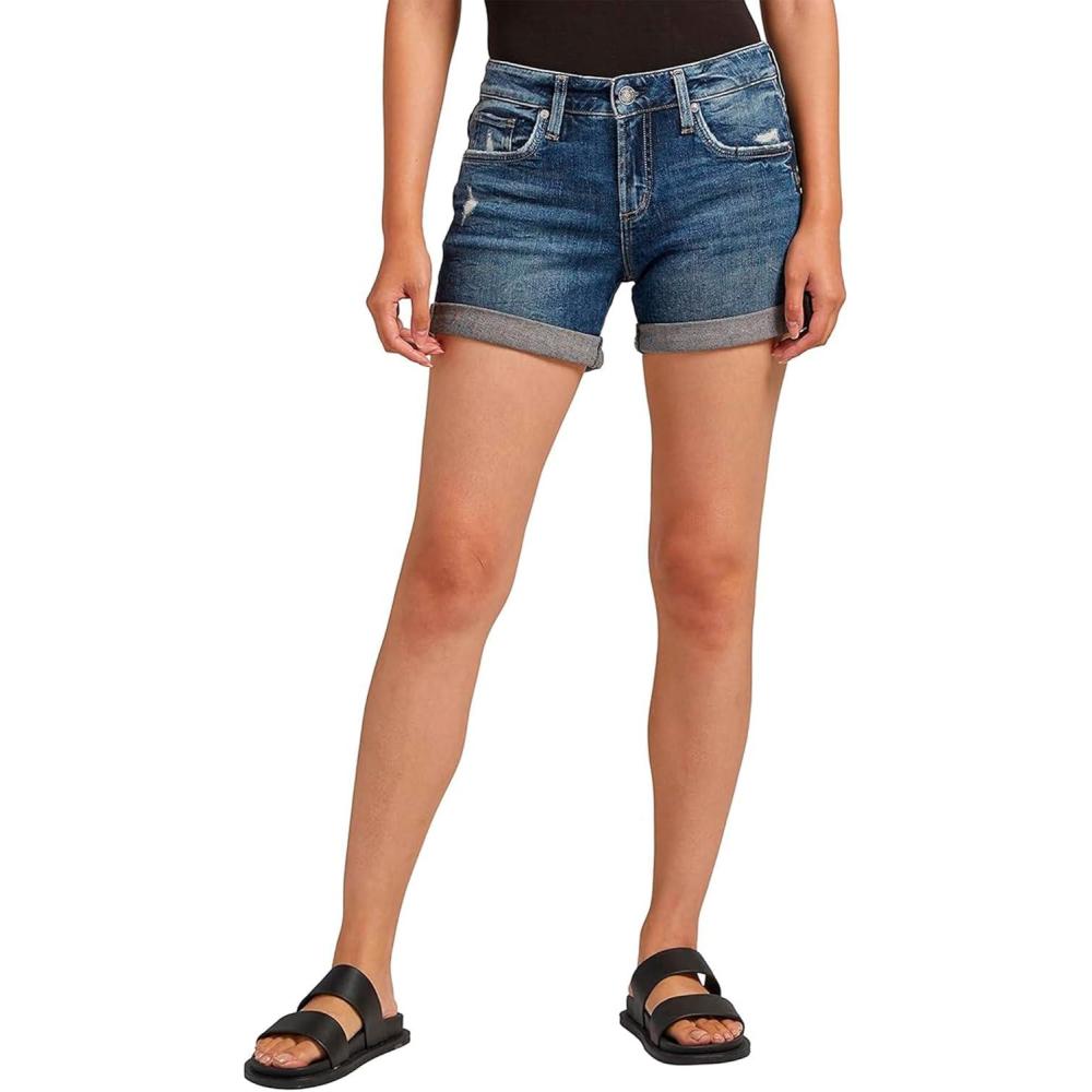 image:imageSilver Jeans Co Womens Boyfriend Mid Rise ShortMed Wash Epx333