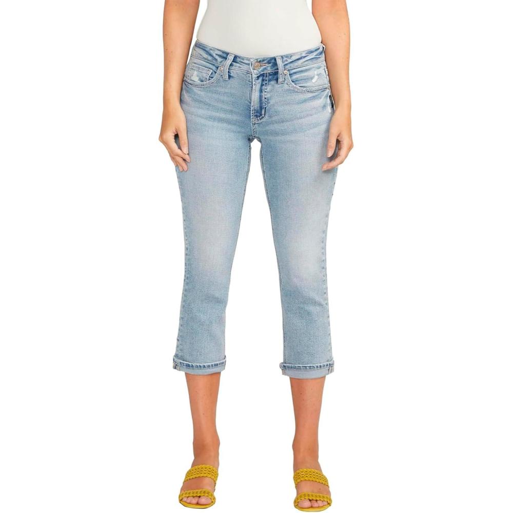 image:imageSilver Jeans Co Womens Britt Low Rise Curvy Fit Capri JeansMed Wash Cvs245