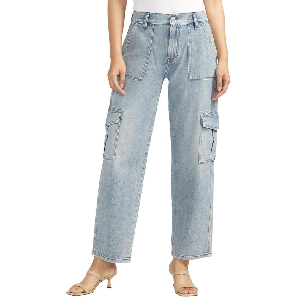 image:imageSilver Jeans Co Womens Denim Utility Cargo Jeans Regular and PlusIndigo