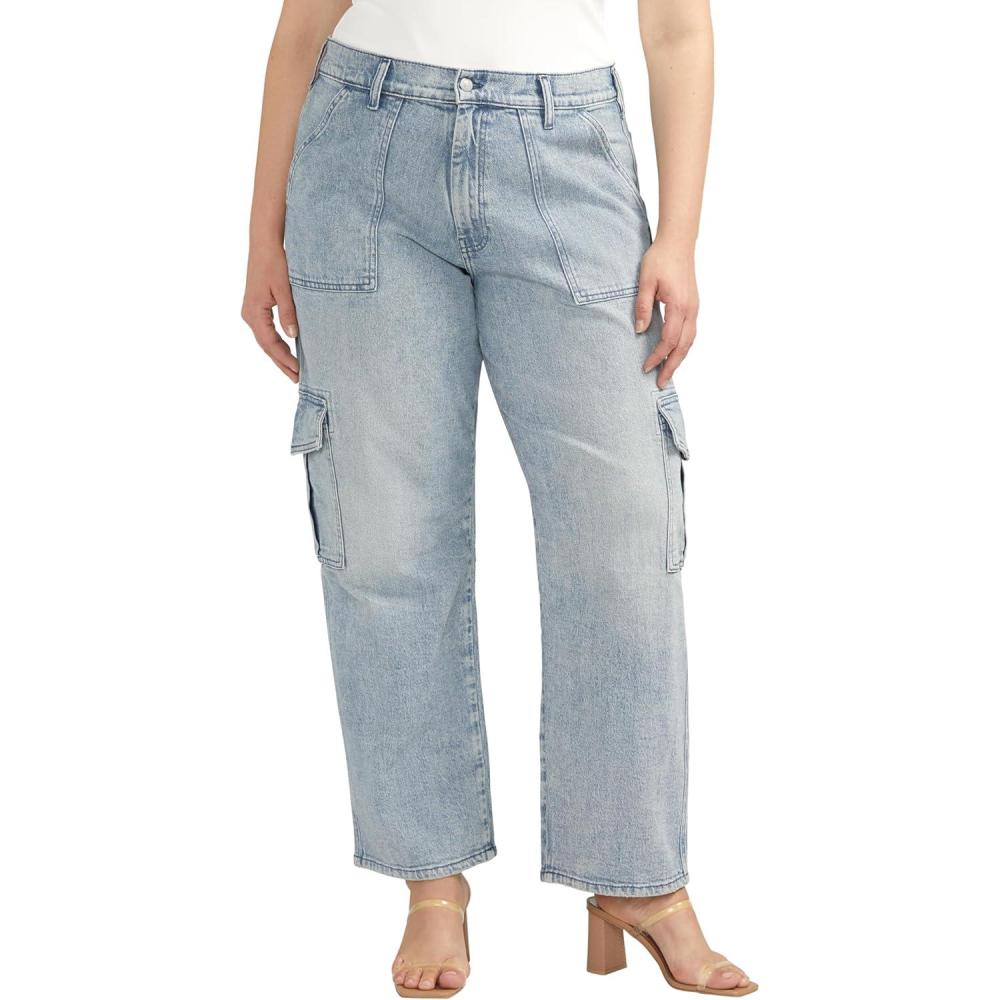image:imageSilver Jeans Co Womens Denim Utility Cargo JeansIndigo